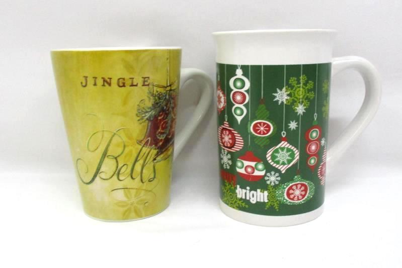 Lot of 2 Christmas Mugs Royal Norfolk Night Bright Oneida Jingle Bells