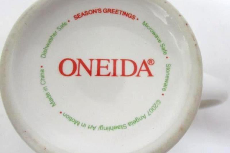 Lot of 2 Christmas Mugs Royal Norfolk Night Bright Oneida Jingle Bells