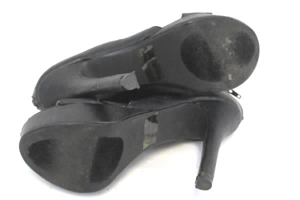Qupid Strappy Stiletto Heels Black Buckle Zip Platform Womens 6.5