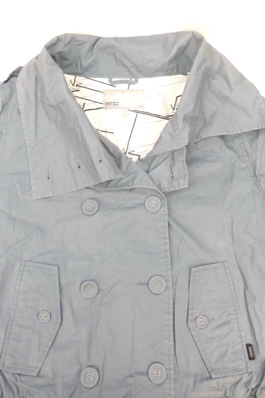 WeSC Womens Coat Jacket Blue Size L Buttons Lined Sweden Designed Style "Olive"