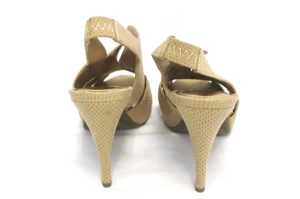 Impo Hannah Peep Toe Slingback Sandals Heels Faux Snakeskin Nude Women's 7M