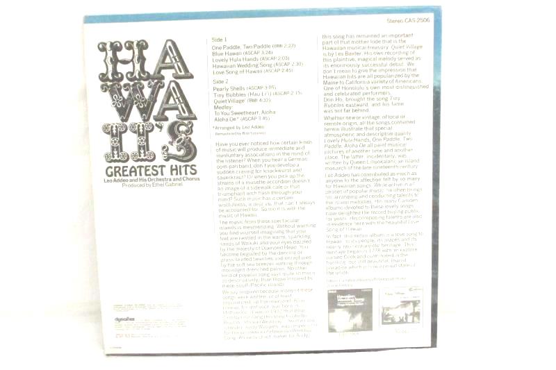 Hawaii's Greatest Hits Leo Addeo And Hirs Orchestra Jazz Vinyl Record