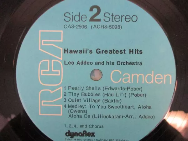 Hawaii's Greatest Hits Leo Addeo And Hirs Orchestra Jazz Vinyl Record