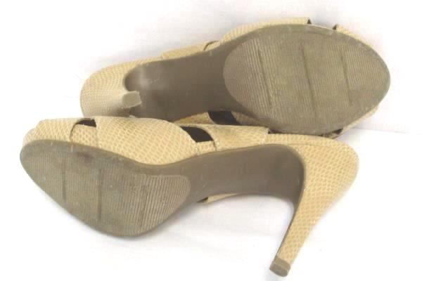 Impo Hannah Peep Toe Slingback Sandals Heels Faux Snakeskin Nude Women's 7M