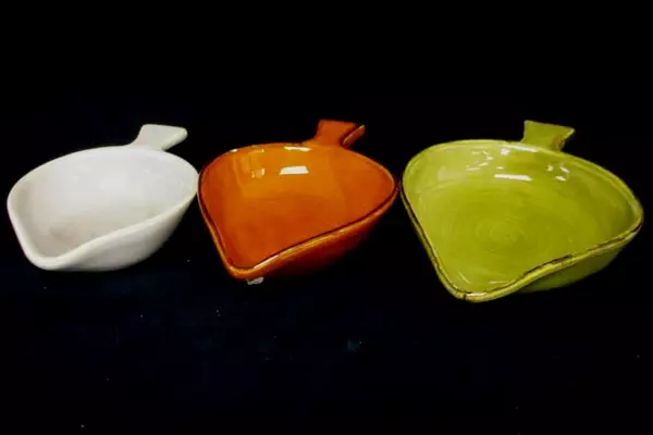 Lot of 3 II Nodo Ceramiche Leaf Shaped Serving Dishes Green Orange White Italy