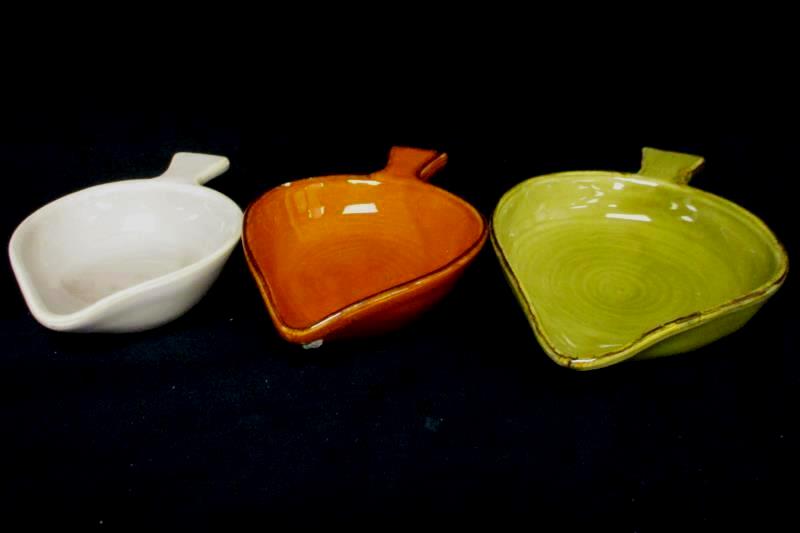 Lot of 3 II Nodo Ceramiche Leaf Shaped Serving Dishes Green Orange White