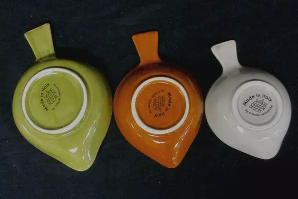 Lot of 3 II Nodo Ceramiche Leaf Shaped Serving Dishes Green Orange White Italy