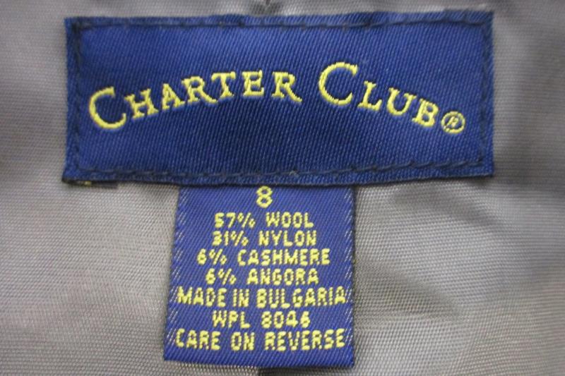 Charters Club Women's Blazer Jacket Heather Grey Wool Blend Size 8