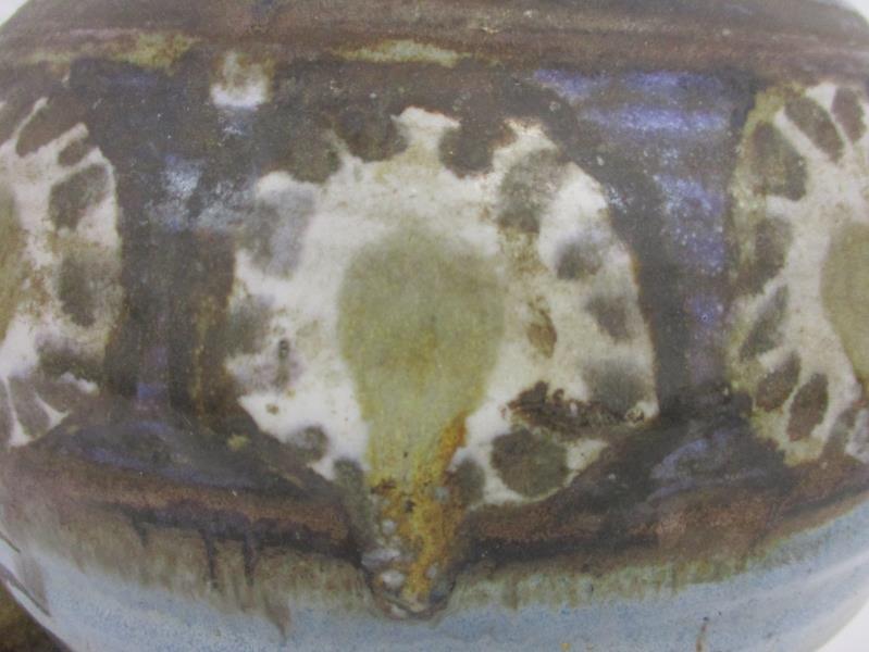Lidded Drip Glaze Pottery Vase Brown Deco with Lid Stopper