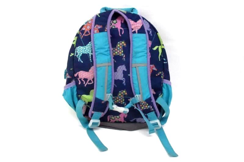 Garnet Hill Kids Backpack Lavender Teal Blue Gray With Horse Decor OHK Monogram