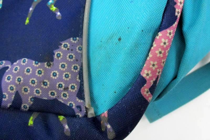 Garnet Hill Kids Backpack Lavender Teal Blue Gray With Horse Decor OHK Monogram