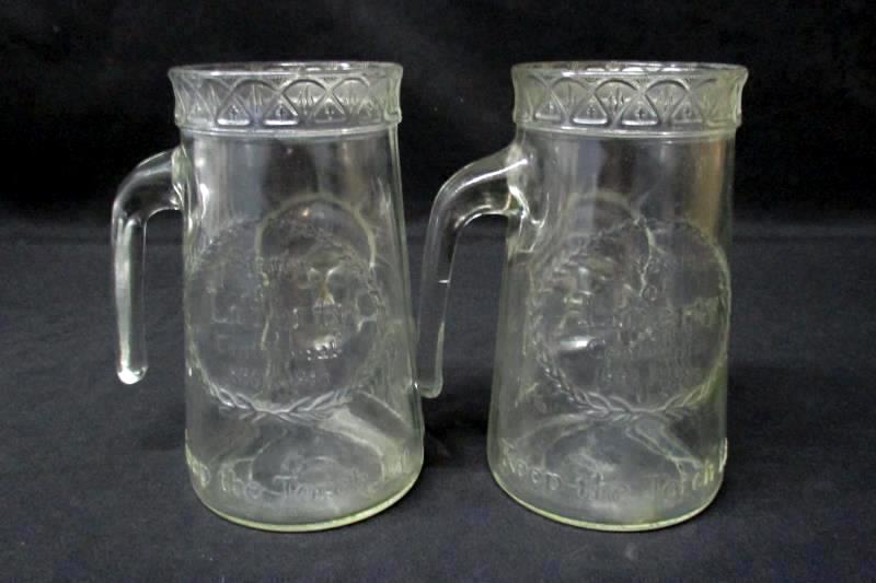 Set Of 2 Mugs Statue Of Liberty Clear Glass 6 inch Tall