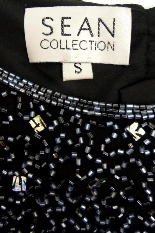 Sean Collection Women's Black Beaded Sleeveless Evening Top Silk Formal Size S