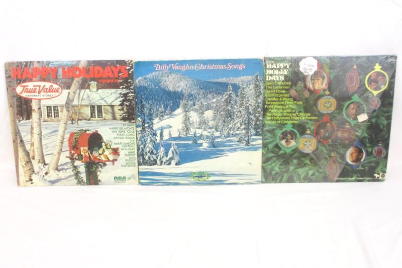 Lot of 3 Christmas Records Happy Holiday 18, Bill Vaughn Songs, Happy Holly Day