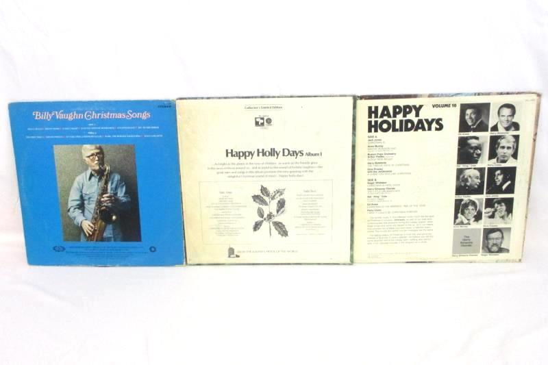 Lot of 3 Christmas Records Happy Holiday 18, Bill Vaughn Songs, Happy Holly Day