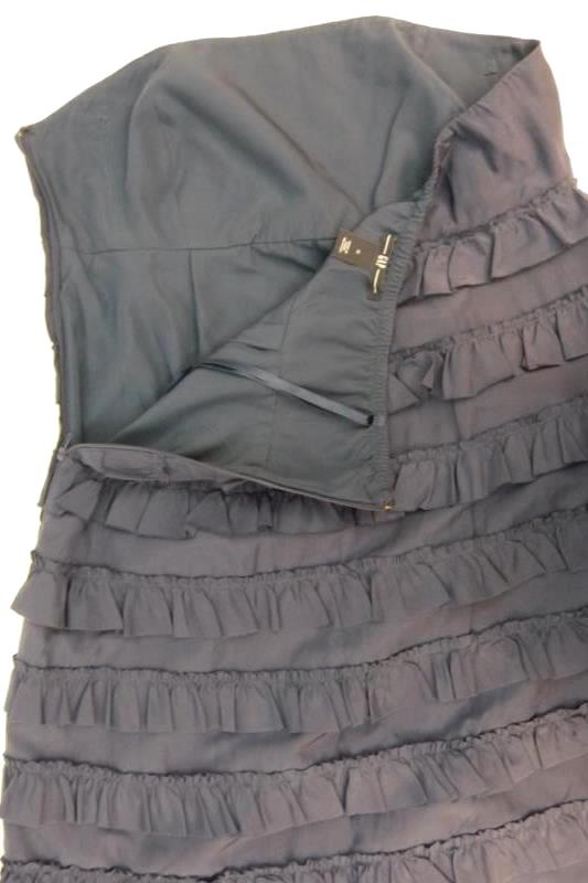 Gap Women's Navy Blue Strapless Tiered Ruffle Dress Silk Blend Sz 10 Wired