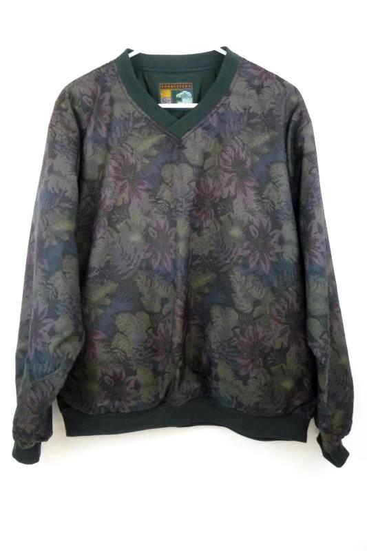 Forrester's Outerwear Men's Golf Pullover Black Floral Print Wind Jacket Sz L