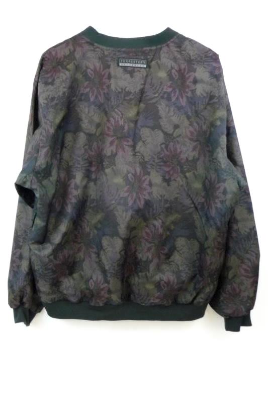 Forrester's Outerwear Men's Golf Pullover Black Floral Print Wind Jacket Sz L