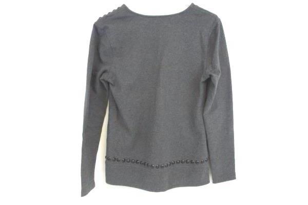 Banana Republic Women's Gray V Neck Pullover L S Sweater Black Accents Sz S