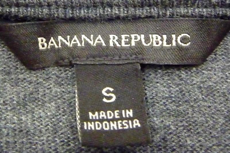 Banana Republic Women's Gray V Neck Pullover L S Sweater Black Accents Sz S