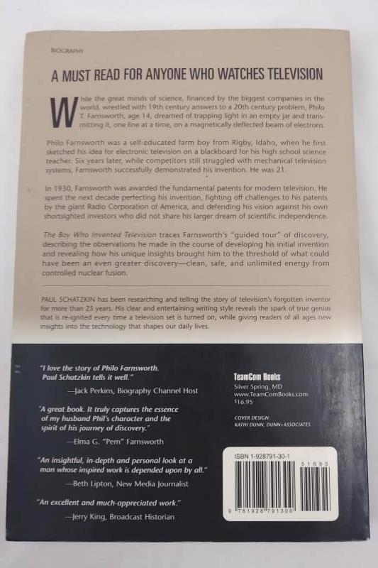 The Boy Who Invented Television by Paul Schatzkin 2002 Paperback Signed