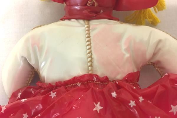 Vintage Cowgirl Baby Doll Toy 10.5" Tall Red & Stars Plush Plastic