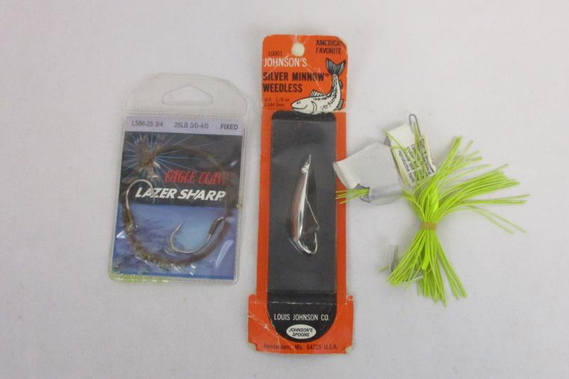 Lot of 3 Johnson's Eagle Claw Fishing Spinner Spoon Tie Leaders Handmade