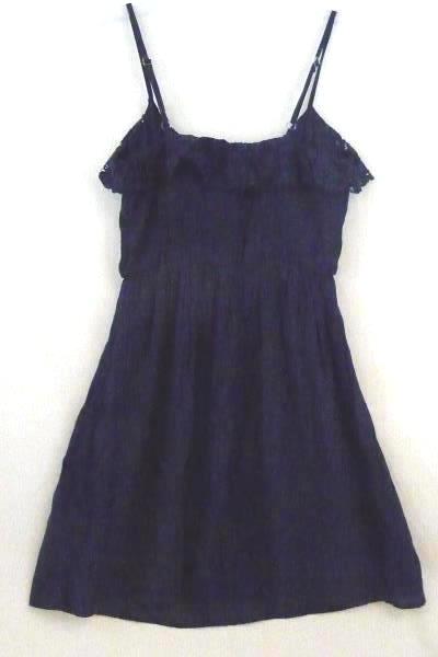 Women Iz Byer Junior Navy Blue Spaghetti Strap Sun Dress Scoop Neck X Small