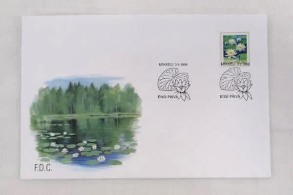 1996 Finland International FDC Water Lilies Unused with Philatelic Profile