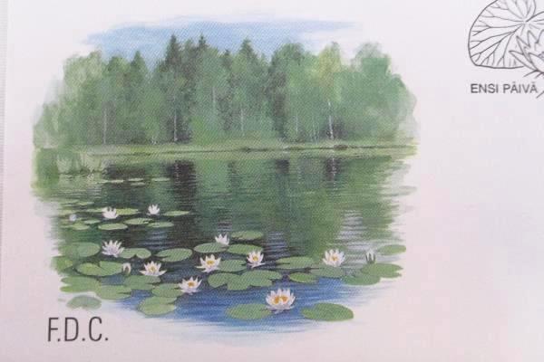 1996 Finland International FDC Water Lilies Unused with Philatelic Profile