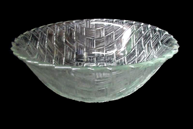 Indiana Glass Large 9 inch Dessert Fruit Bowl Weavetex Clear Pattern