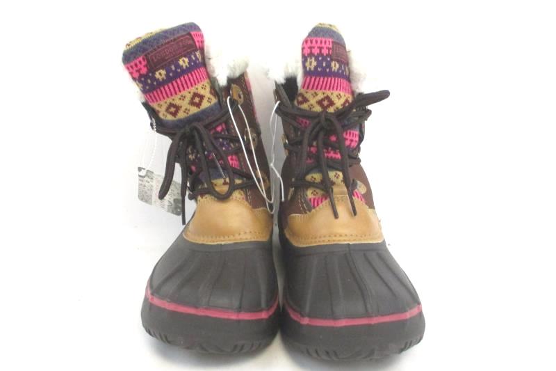 London Fog Girl’s Faux Fur Lined Winter Snow Boots Brown Pink Size 4 with Tag
