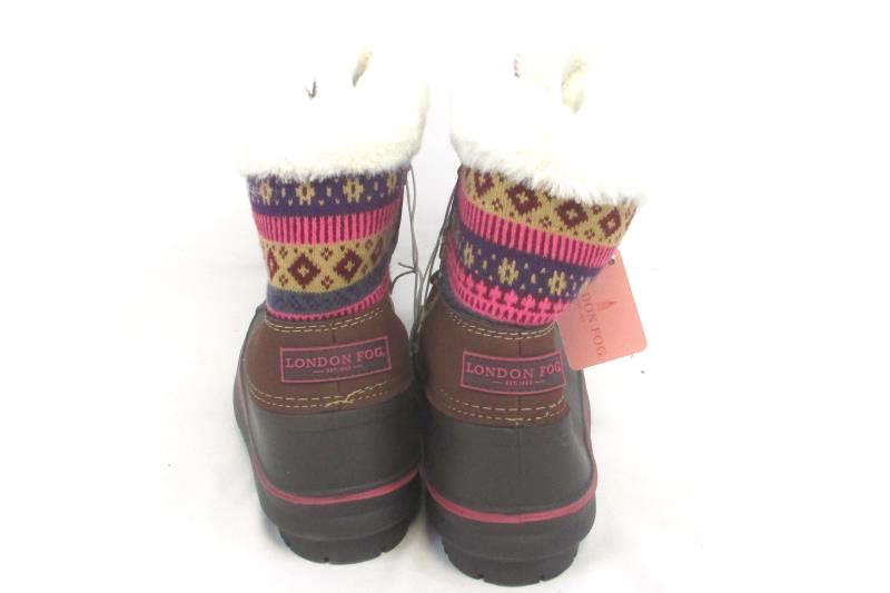 London Fog Girl’s Faux Fur Lined Winter Snow Boots Brown Pink Size 4 with Tag