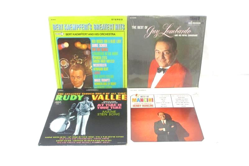 Lot of 4 Vinyl LP Records Guy Lombardo Mancini Bert Kaempfert Rudy Vallee