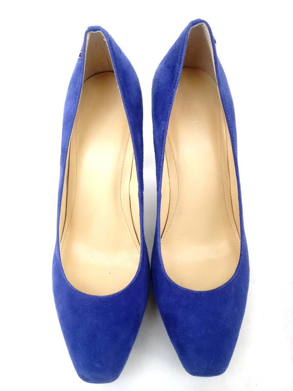 Calvin Klein Malissa Blue Suede Pumps with Snake Print Heels Size 8.5M