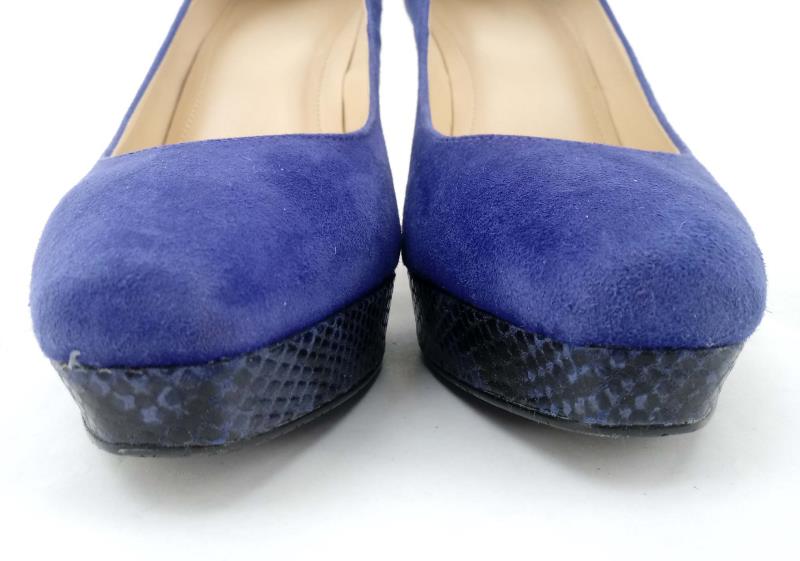 Calvin Klein Malissa Blue Suede Pumps with Snake Print Heels Size 8.5M