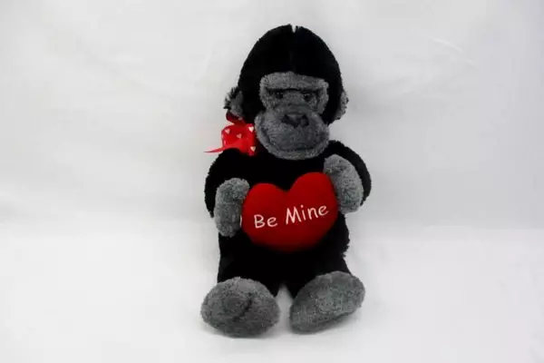 Animal Adventure Gorilla Red Heart Valentine Plush Toy Black 2005 17 Inch