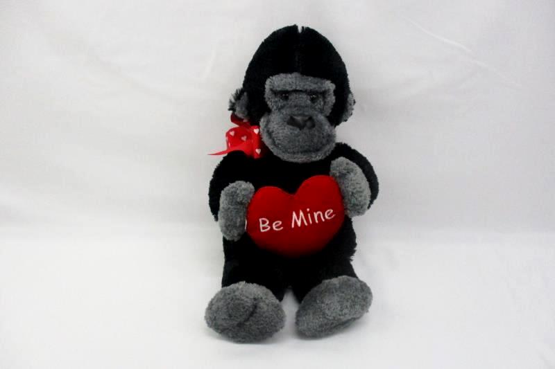 Animal Adventure Gorilla Red Heart Valentine Plush Toy Black 2005 17 Inch