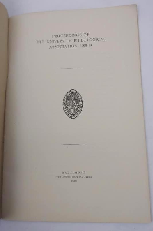 Antique Johns Hopkins University Circular Philological Association 1918-1919