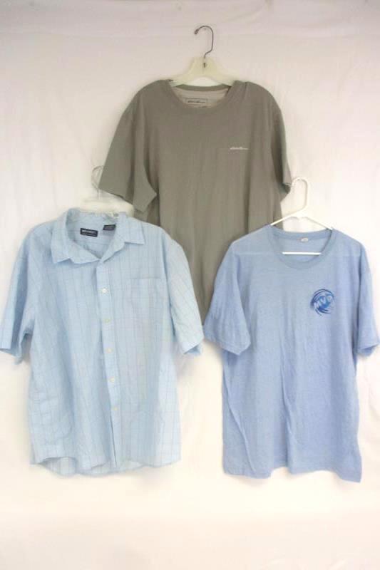 Eddie Bauer Tultex Puritan Shirt Top Button Up Blue Gray Men's Sz XL Lot of 3
