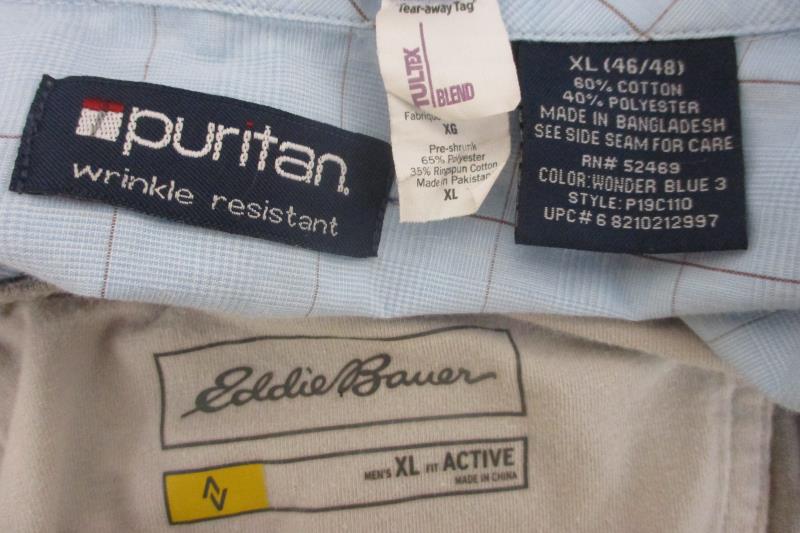 Eddie Bauer Tultex Puritan Shirt Top Button Up Blue Gray Men's Sz XL Lot of 3