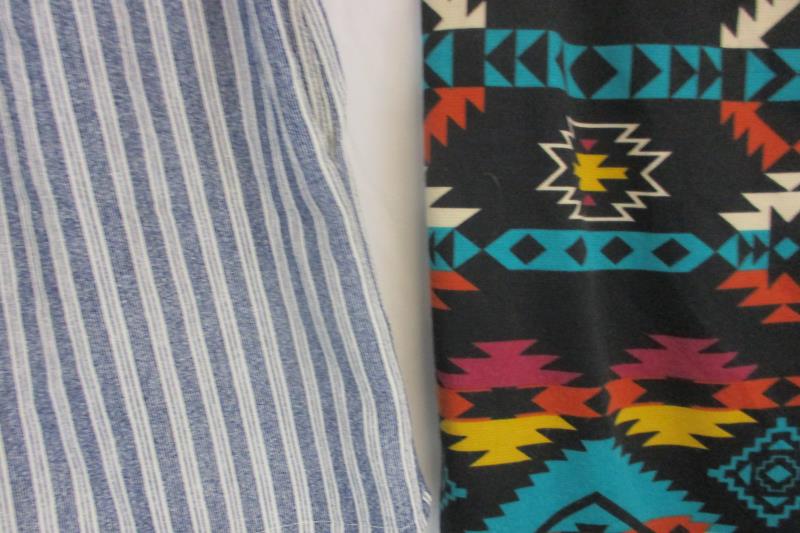 Lot of 2 Women's Blue White Striped Shorts Aztec Print Skirt Bottoms Size Large