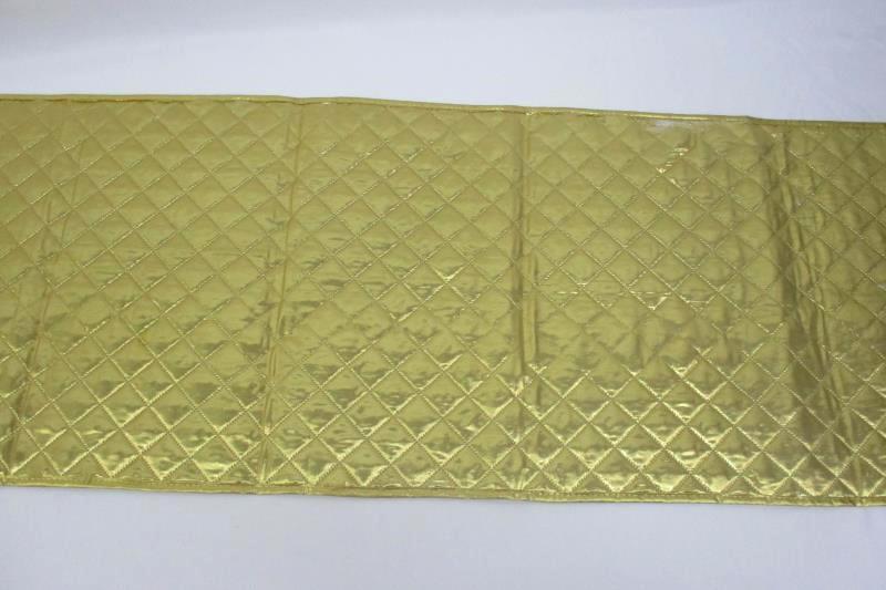 Lot Of 3 Table Runner Gold Metallic Polyester 72 inch and 2 Red Cloth Napkins