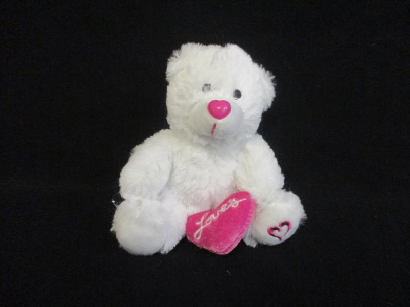Love's Loveables White Plush Teddy Bear With Pink Heart 6 Inch