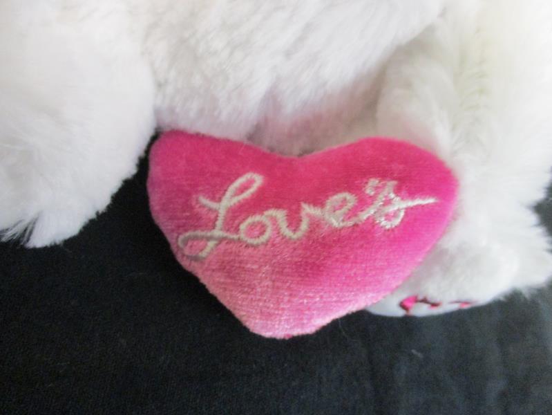 Love's Loveables White Plush Teddy Bear With Pink Heart 6 Inch