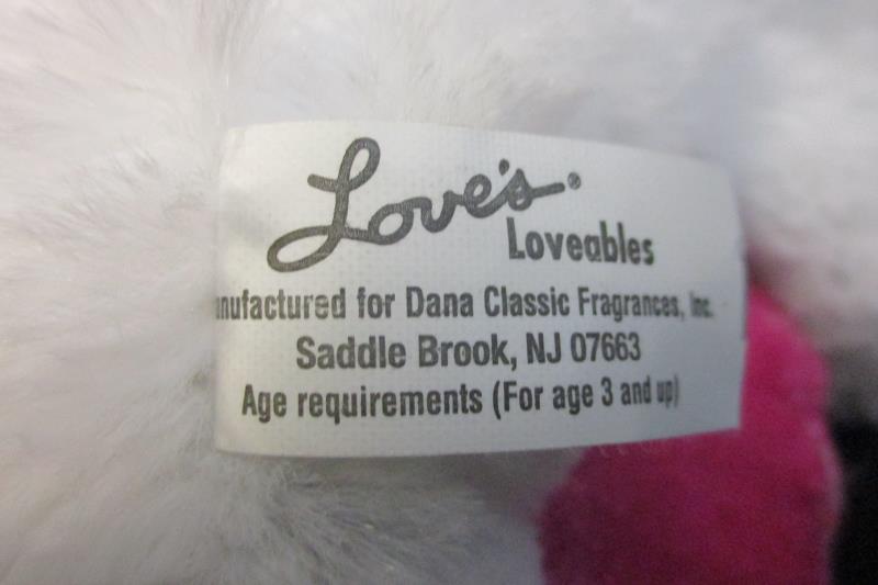 Love's Loveables White Plush Teddy Bear With Pink Heart 6 Inch