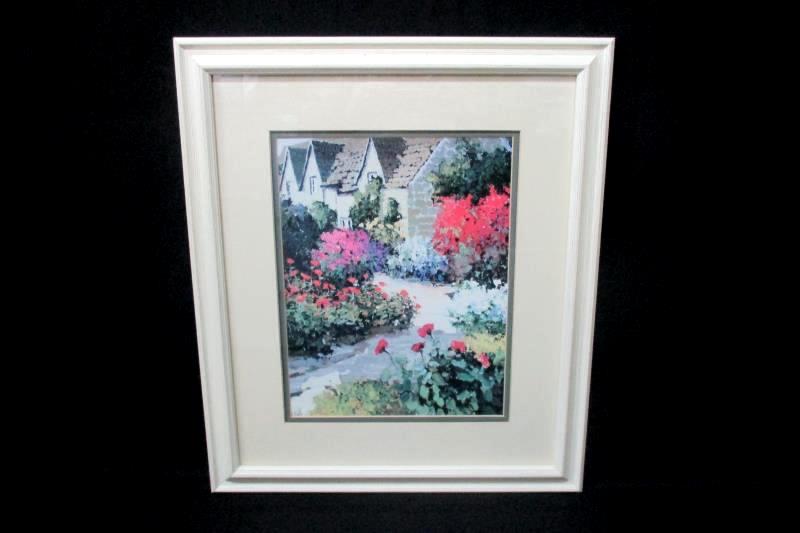 Walkway Landscape Print Framed And Matted 16 Inches By 19 Inches