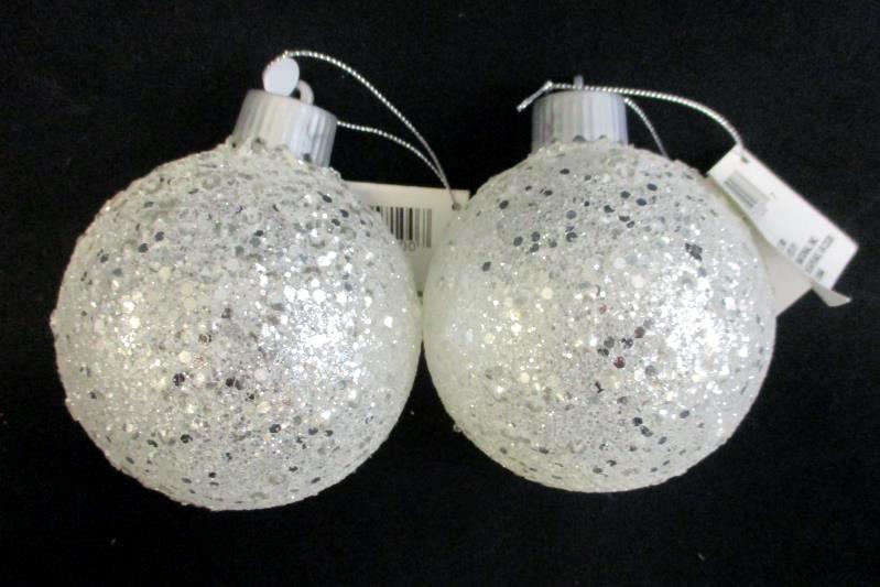 Tin and Wood Christmas Sign and LED Glitter Ornaments Set of 2 Christmas House
