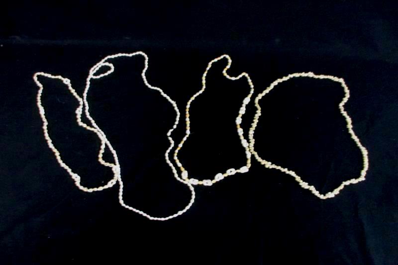 Vintage Sea Shell Necklaces White Tan Hawaiian Puka Lot of 4