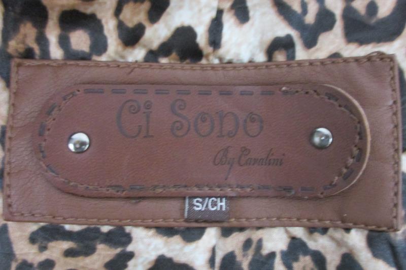 Ci Sono By Cavalini Women's Faux Leather Moto Jacket Brown Ruffle Hem Sz S